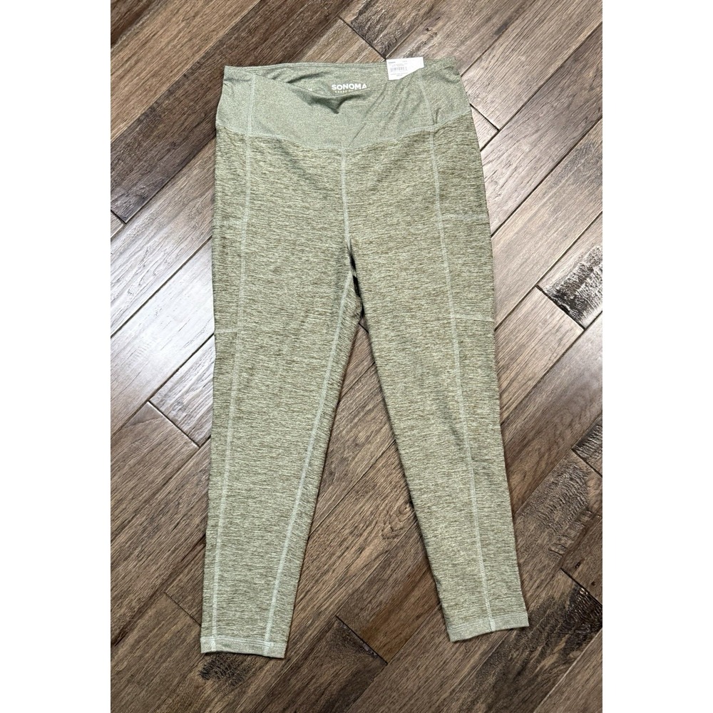 Sonoma Weekender Leggings Womens Medium Green Space Dye High Rise 7/8 Pockets